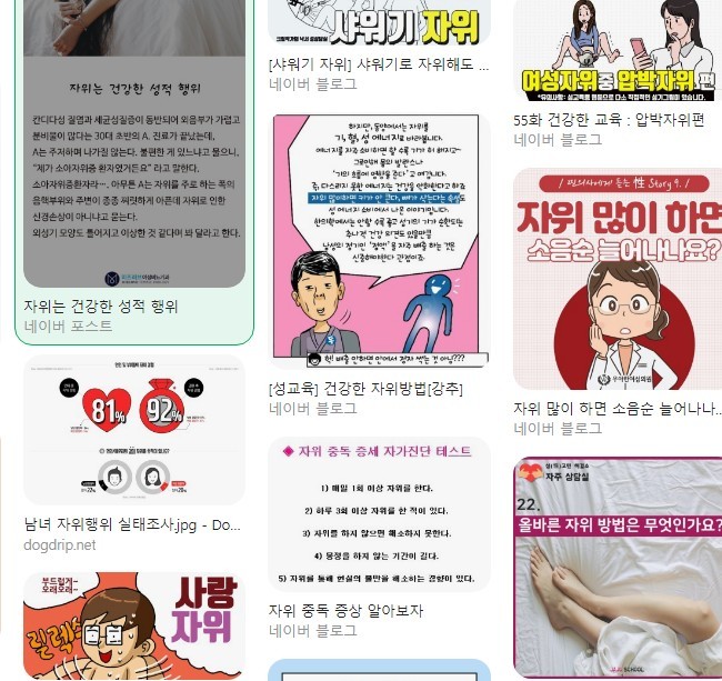 인터넷에 올라와 있는 자위 관련 글. /네이버 