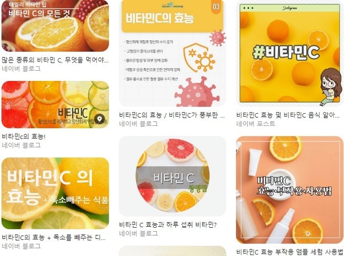 포털에 올라온 비타민C 효능에 대한 블로그들. /네이버