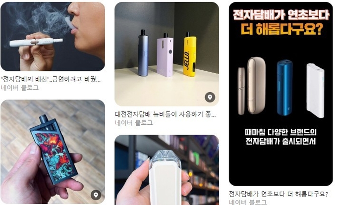 포털에 올라온 전자담배 관련 블로그들. / 네이버