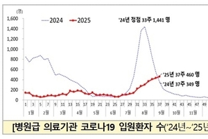 코로나19 입원환자 11주 연속 증가